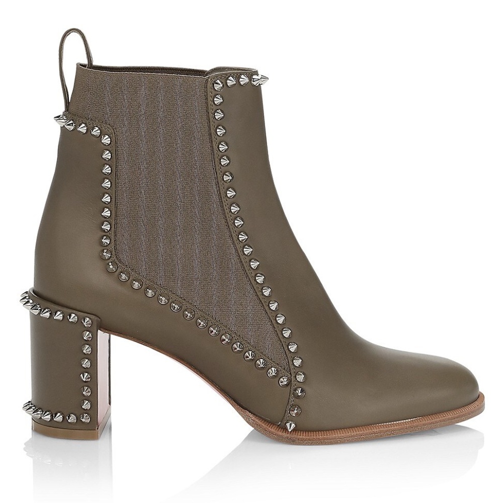 Christian Louboutin | Out Line Spiked Leather Ankle Boots - Picture 1 of 15